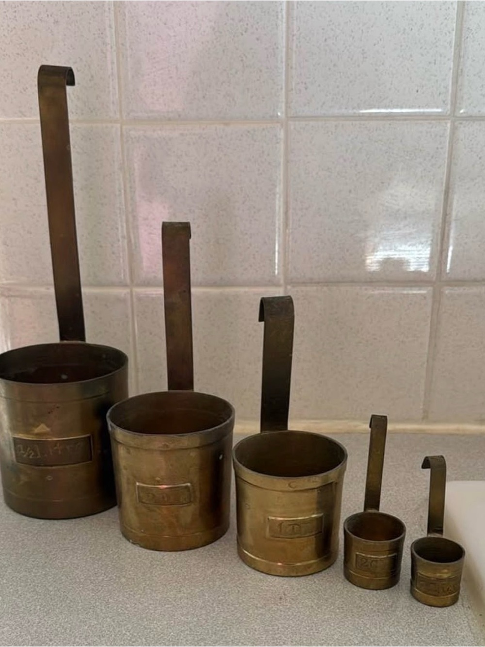 Set of Vintage Brass Measuring Cups - 5 Piece